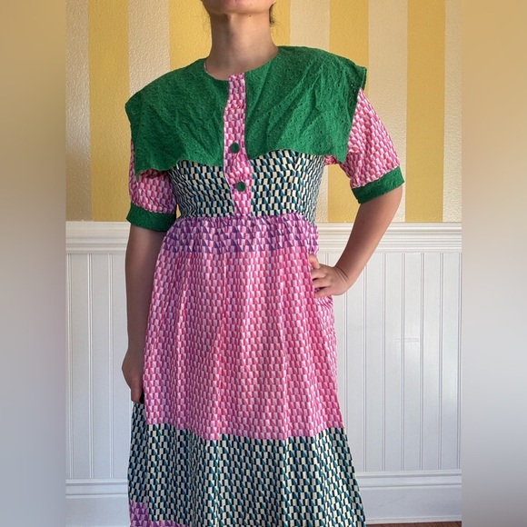 Pink and Green Midi Dress - Picture 5 of 8